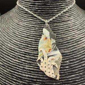 Unique Silver and Multicolor Pendant Necklace